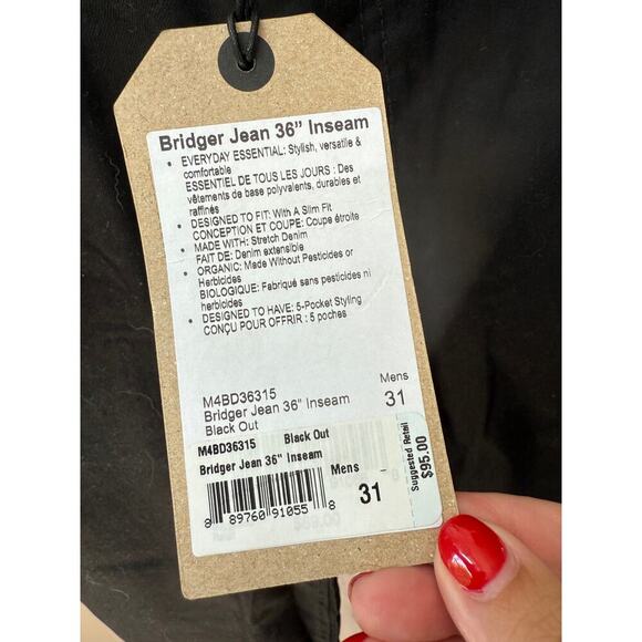 Prana Men's Black Out Slim Fit Bridger Jeans Size 31 - Picture 7 of 9